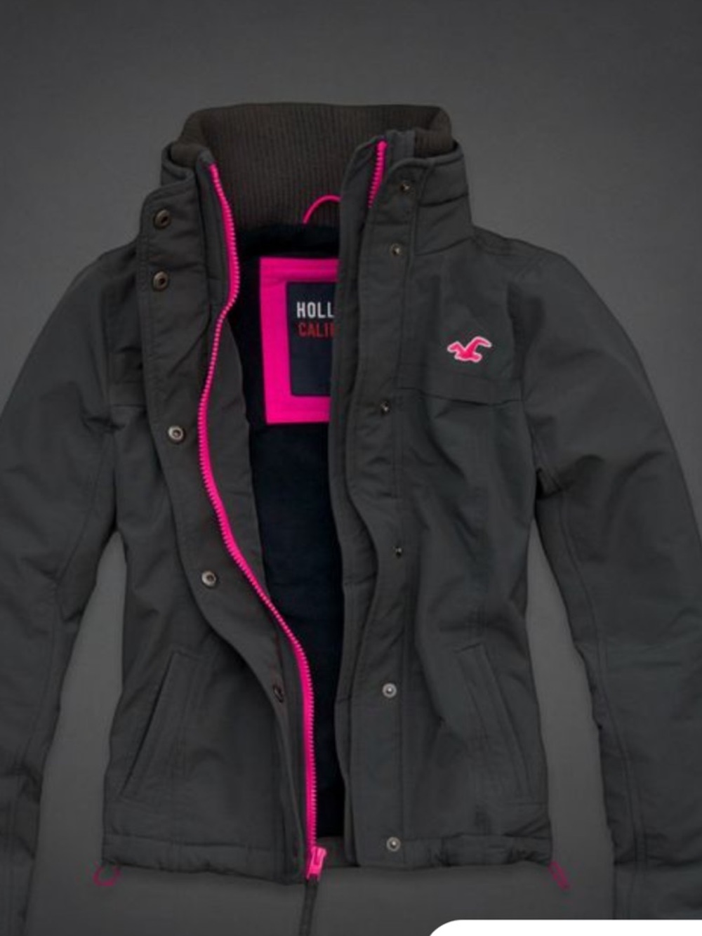 Hollister Grey Jacket with Pink Accents
